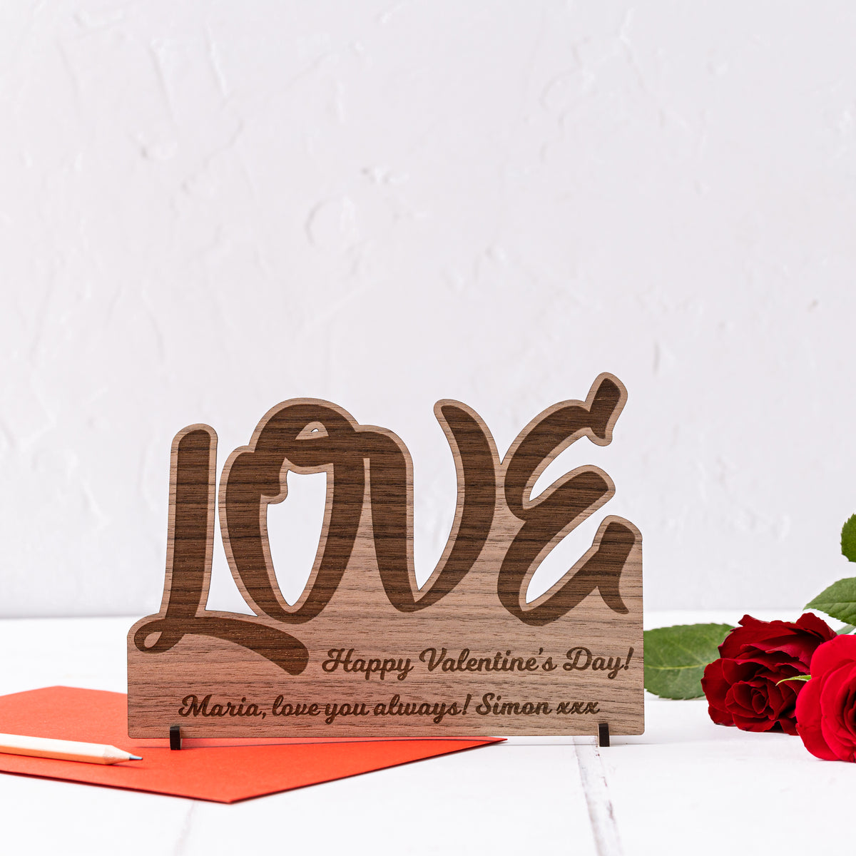 &#39;LOVE&#39; Wooden Valentine&#39;s Day Card