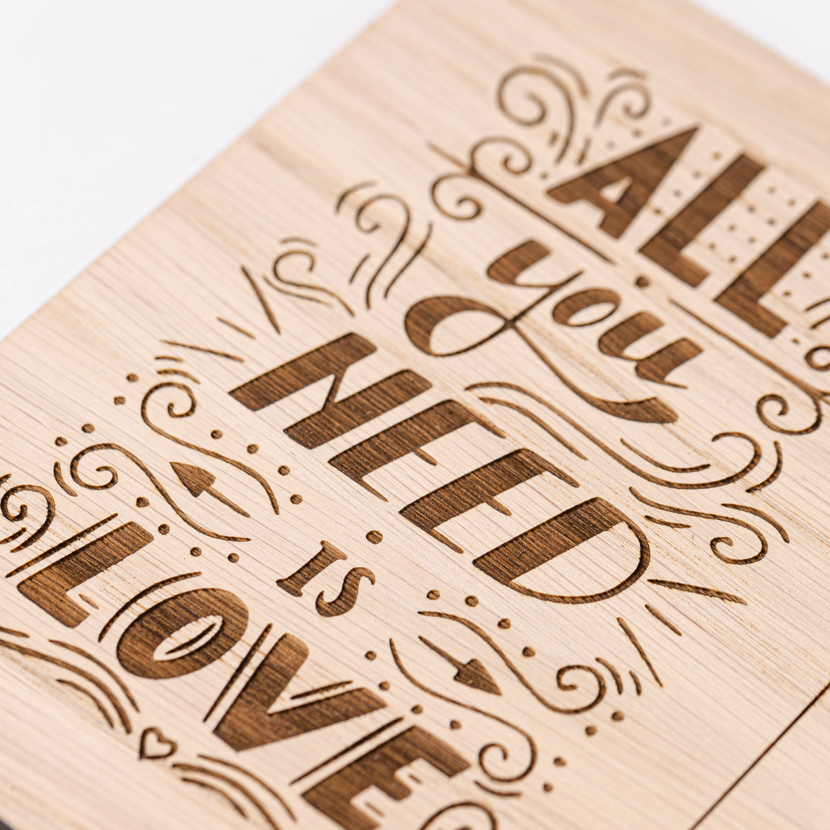 &#39;All you need is Love&#39; Wooden Valentine&#39;s Day Post Card
