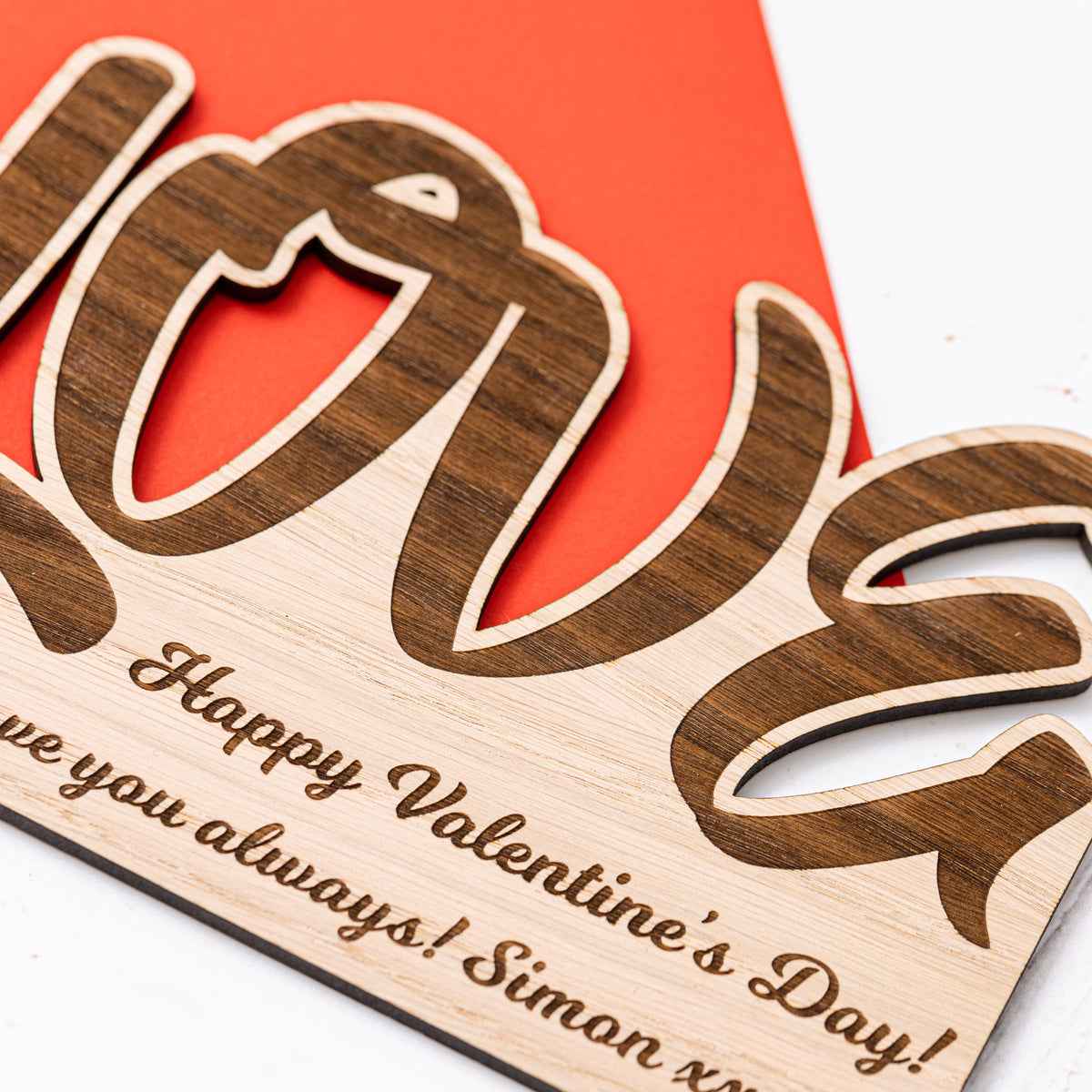 &#39;LOVE&#39; Wooden Valentine&#39;s Day Card