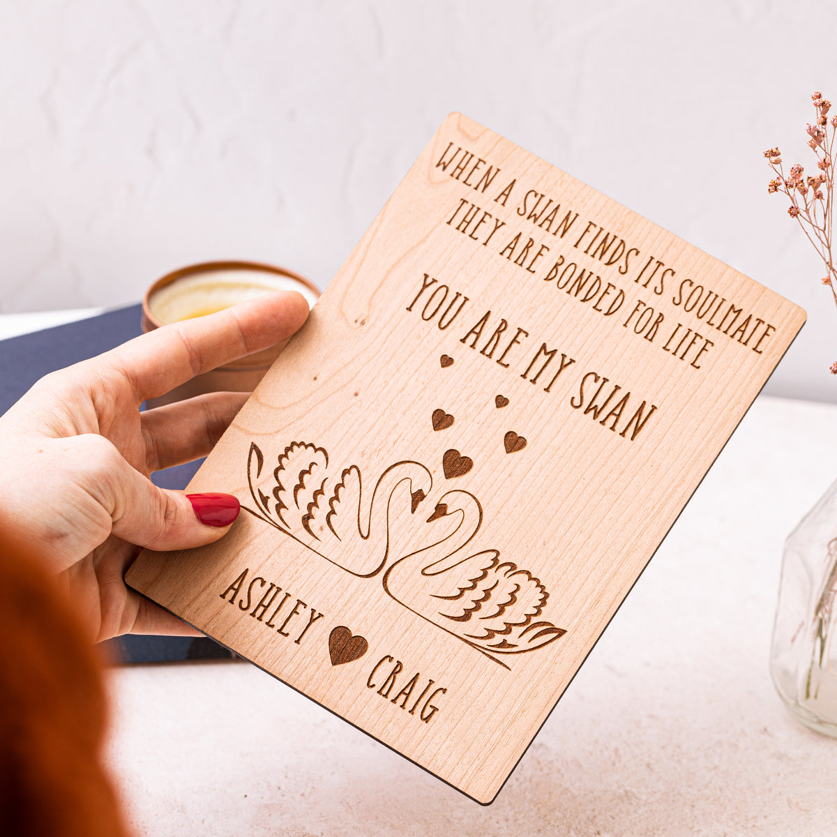 &#39;You are my Swan&#39; Wooden Valentine&#39;s Day Card