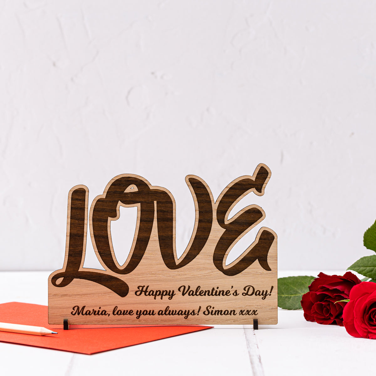 &#39;LOVE&#39; Wooden Valentine&#39;s Day Card