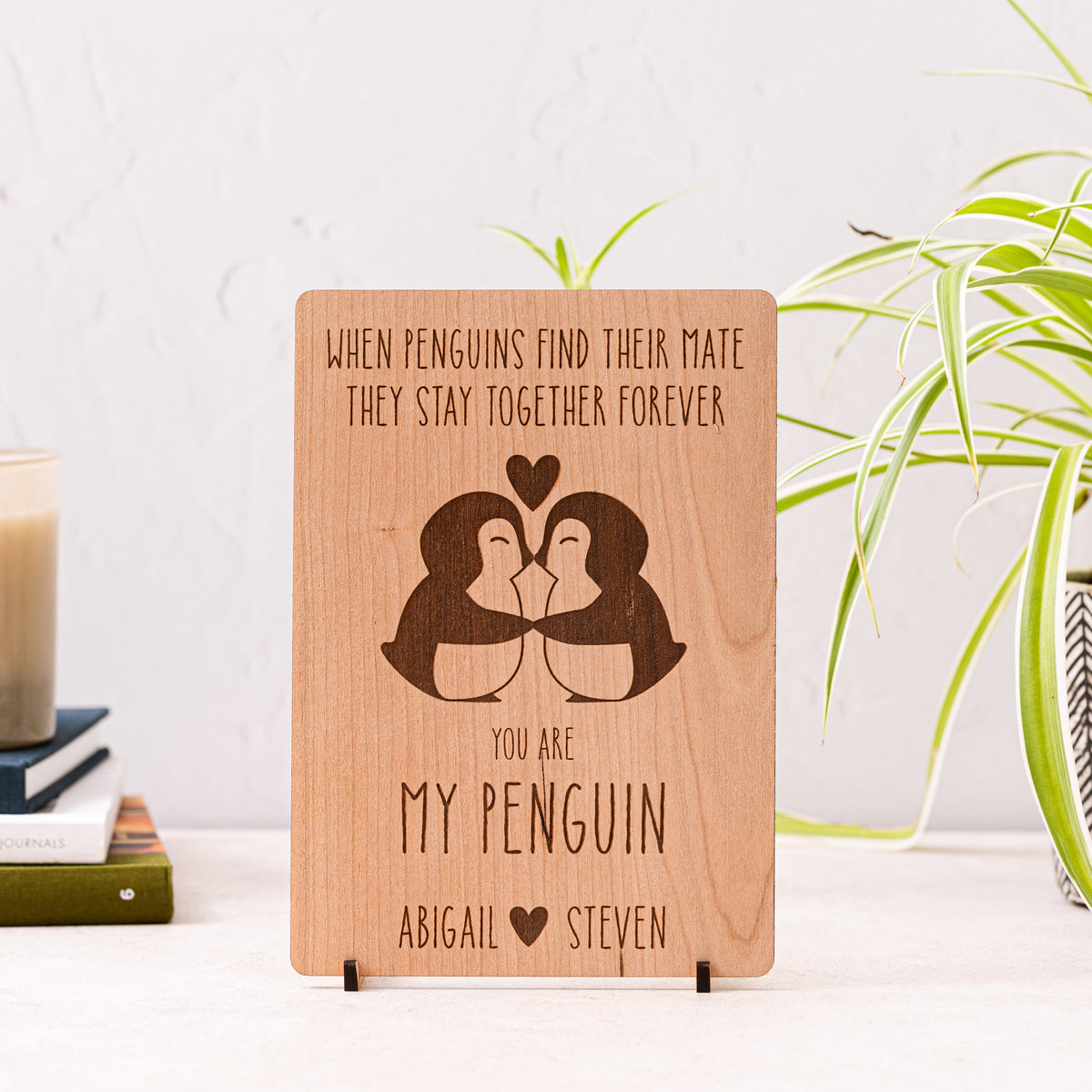 &#39;You are my Penguin&#39; Wooden Valentine&#39;s Day Card