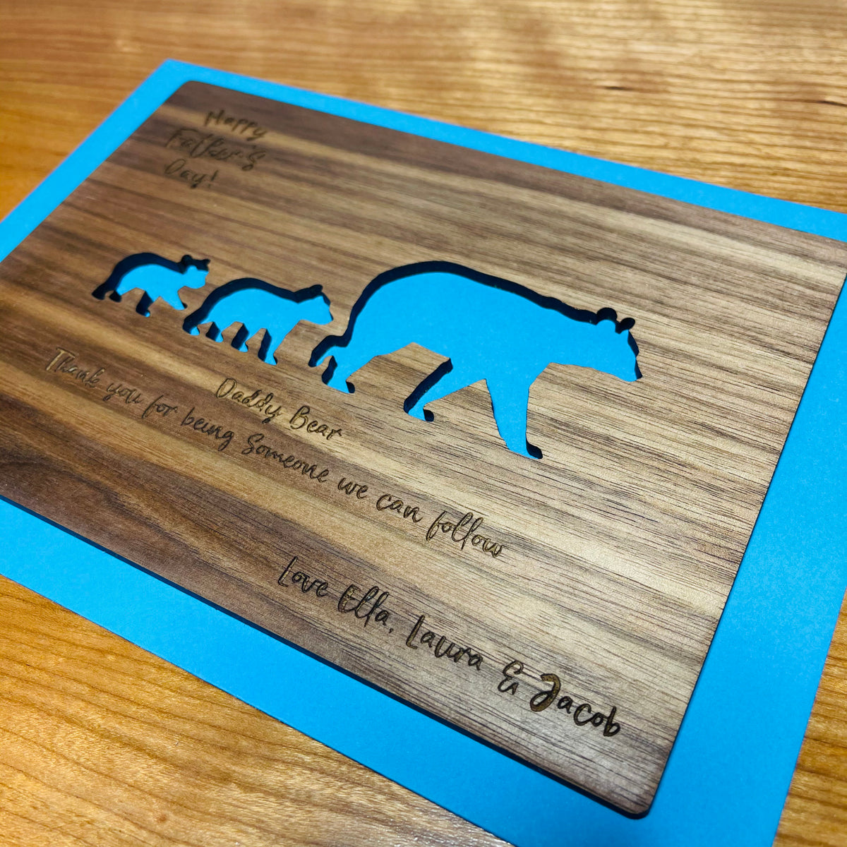 &#39;Daddy Bear&#39; Happy Father&#39;s Day Wooden Card