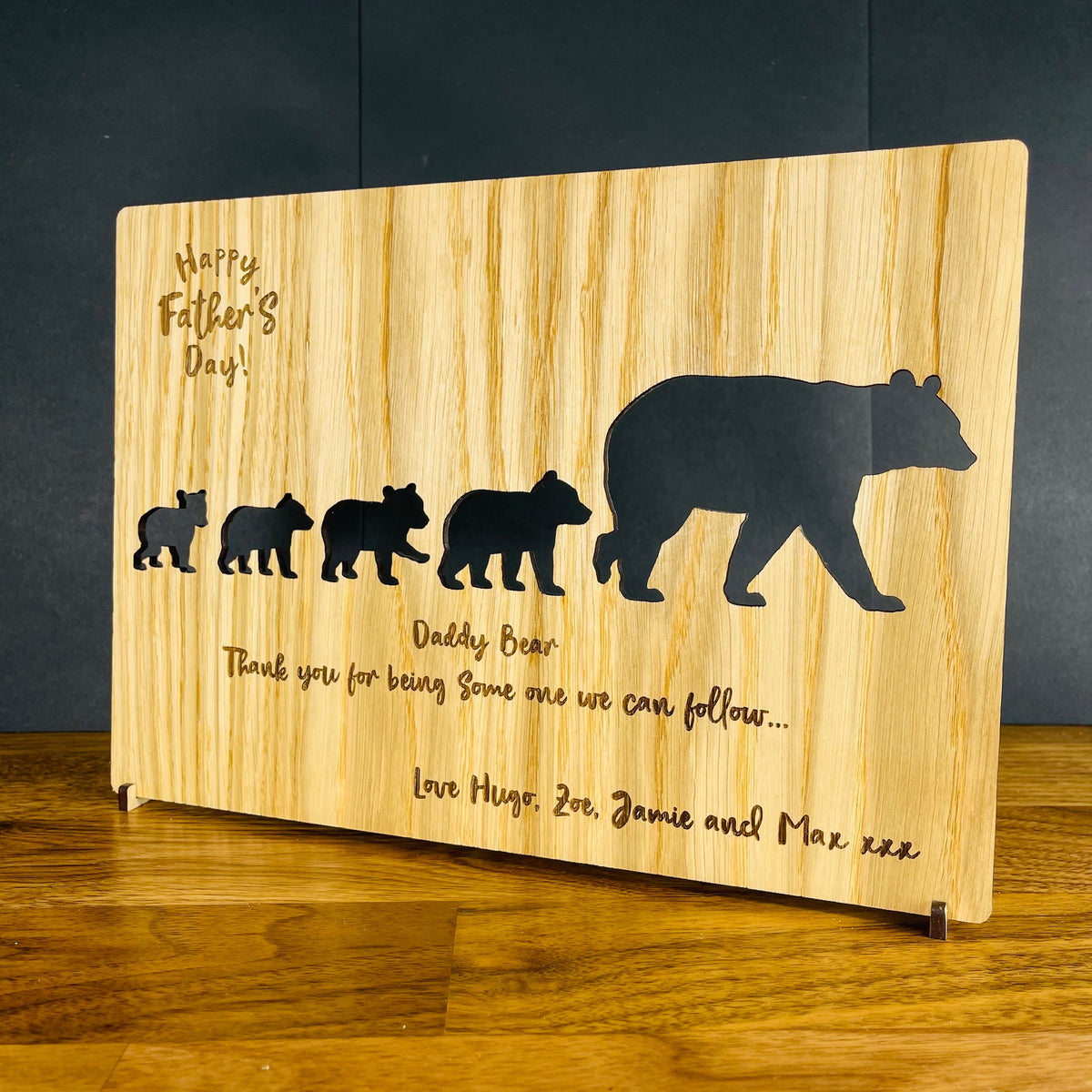 Carte en bois &quot;Papa ours&quot; bonne fête des pères