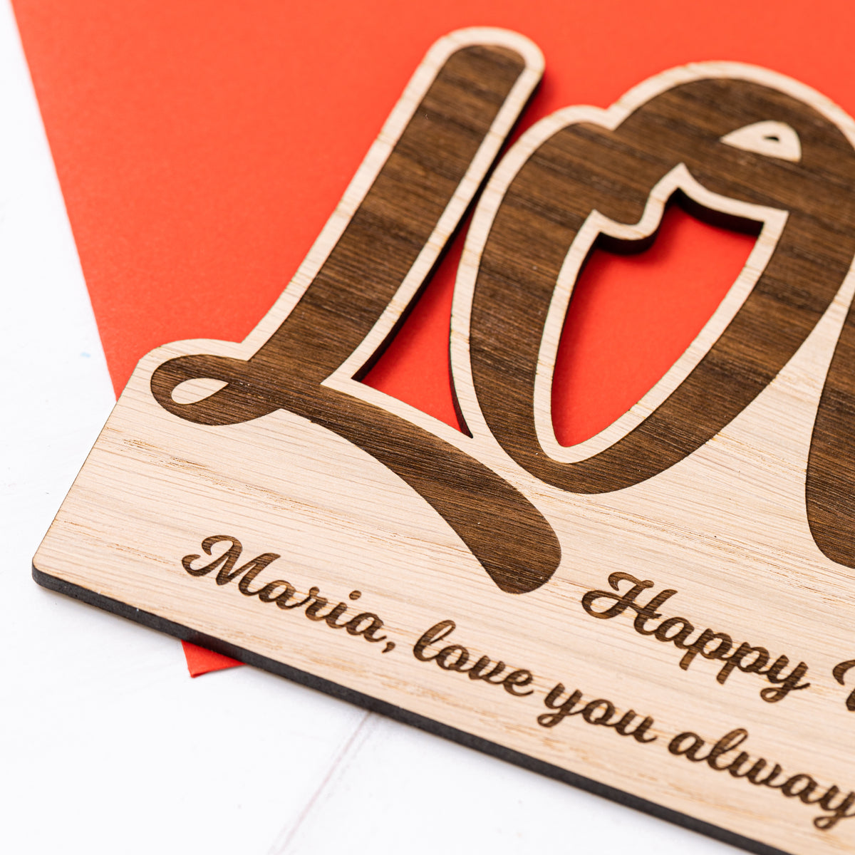 &#39;LOVE&#39; Wooden Valentine&#39;s Day Card