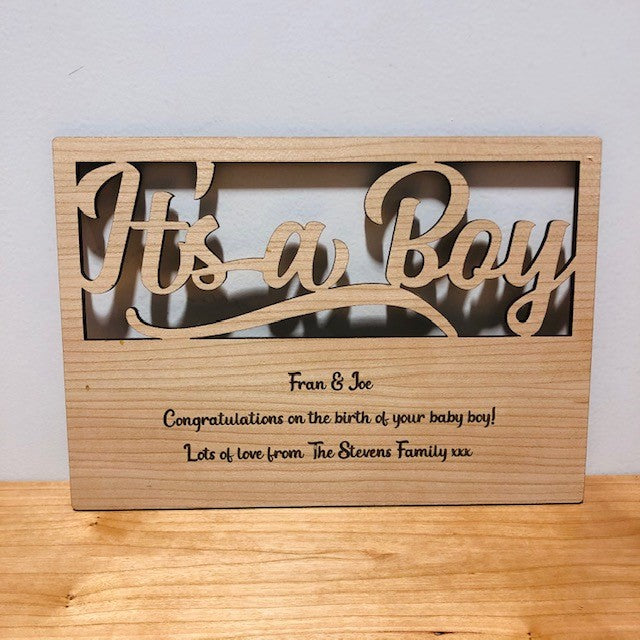 &#39;It&#39;s a Boy&#39; New Baby Wooden Card