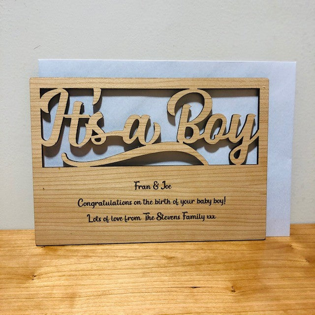 &#39;It&#39;s a Boy&#39; New Baby Wooden Card