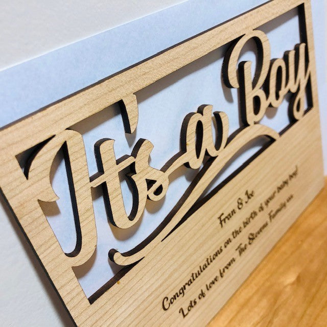 &#39;It&#39;s a Boy&#39; New Baby Wooden Card