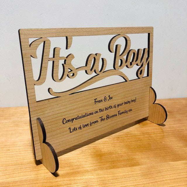 &#39;It&#39;s a Boy&#39; New Baby Wooden Card