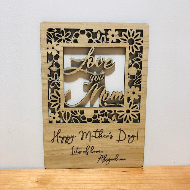 Mother&#39;s Day &#39;Love you Mum&#39; Wooden Card