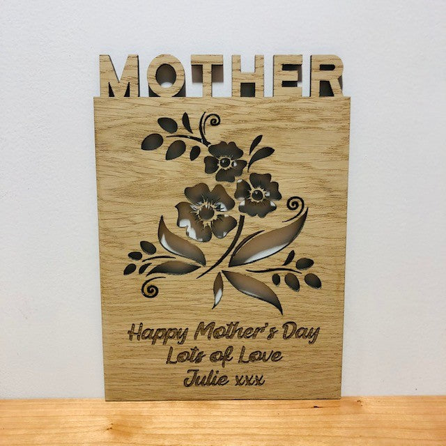 Mother&#39;s Day Flower Cut Out Wooden Card