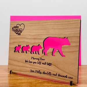 Mother&#39;s Day Mum &amp; Baby Bear Wooden Card