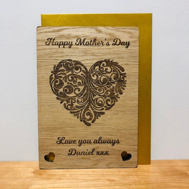 Happy Mother&#39;s Day Heart Wooden Card