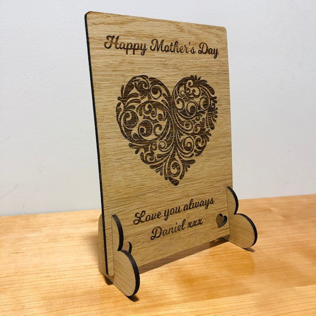 Happy Mother&#39;s Day Heart Wooden Card