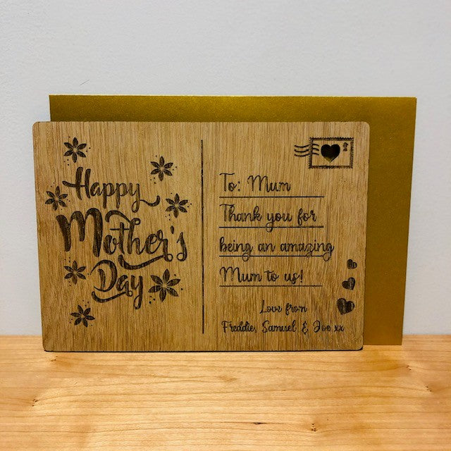 Mother&#39;s Day Wooden Post Card