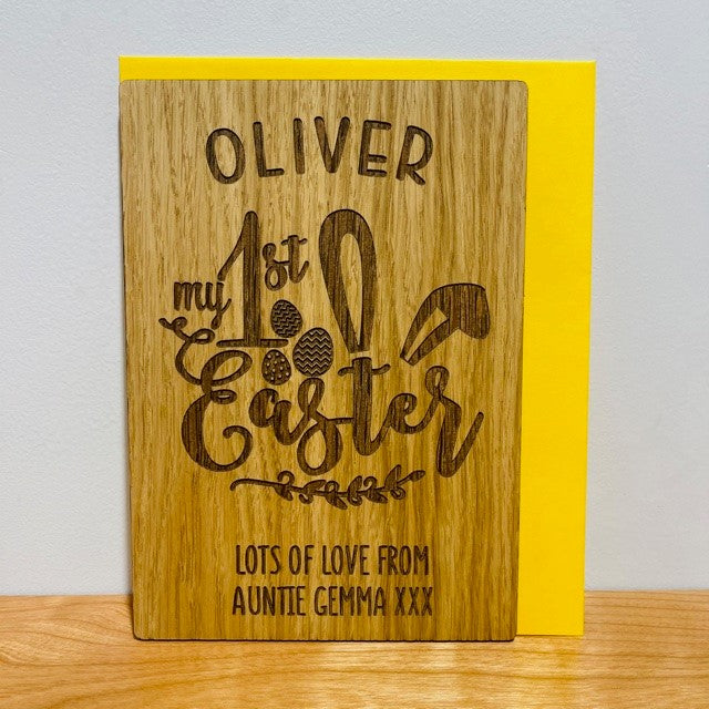 &#39;My First Easter&#39; Wooden Card