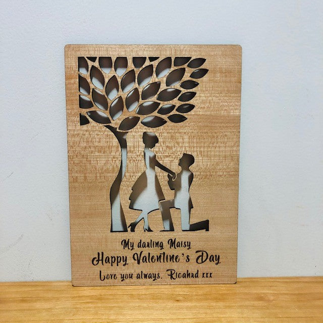 Valentine&#39;s Day Proposal Wooden Card