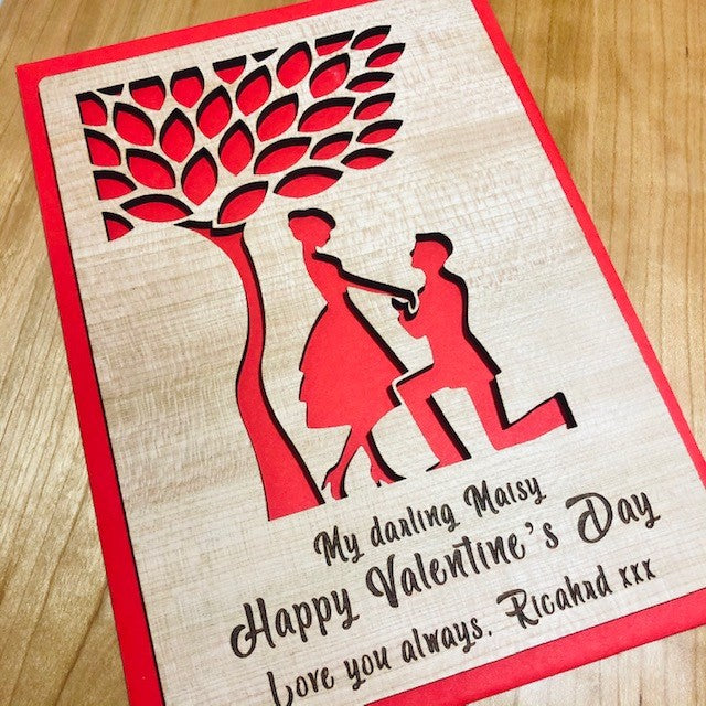 Valentine&#39;s Day Proposal Wooden Card