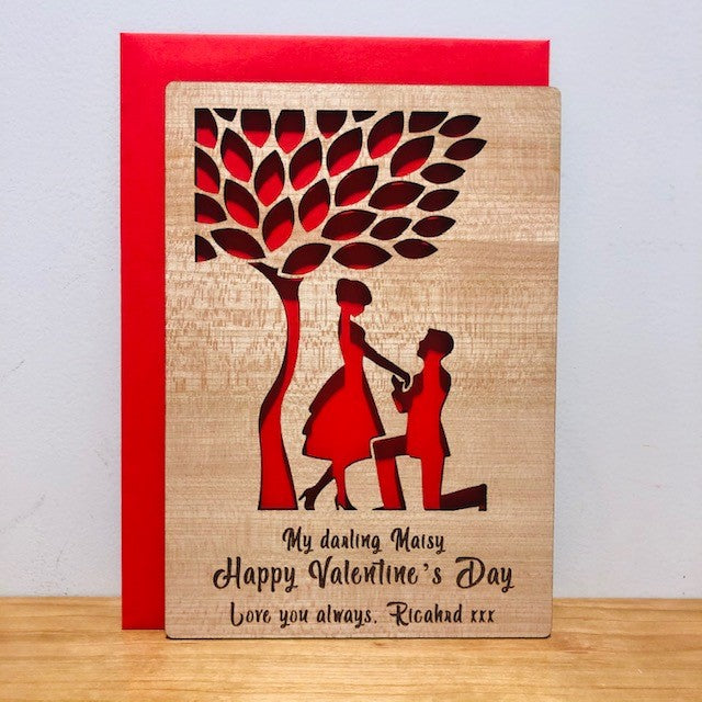 Valentine&#39;s Day Proposal Wooden Card