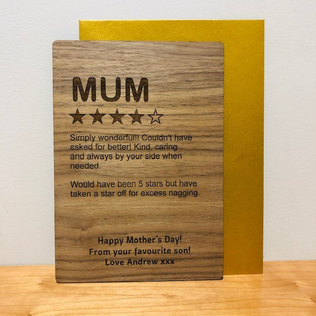 Mother&#39;s Day &#39;Review&#39; Wooden Card