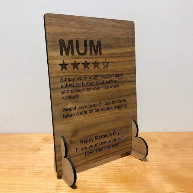 Mother&#39;s Day &#39;Review&#39; Wooden Card