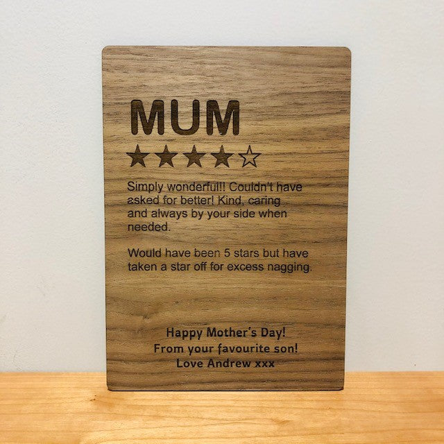 Mother&#39;s Day &#39;Review&#39; Wooden Card