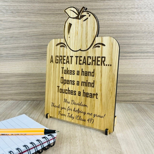 &#39;A Great Teacher...&#39; Wooden Thank-you Card