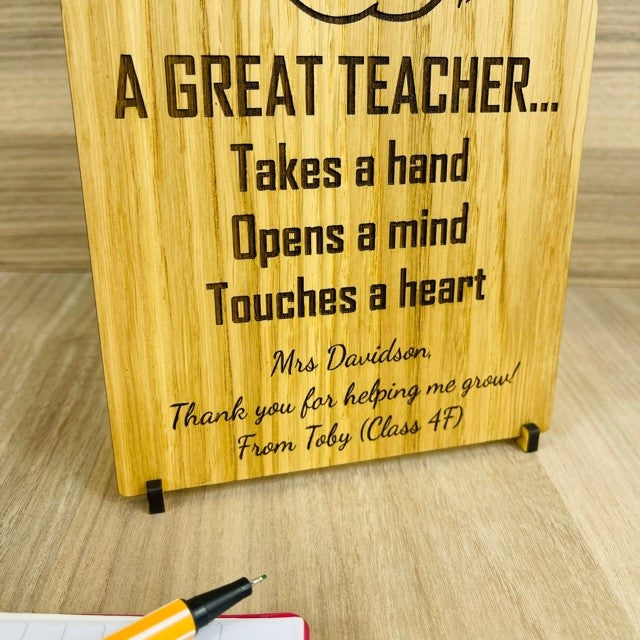 &#39;A Great Teacher...&#39; Wooden Thank-you Card