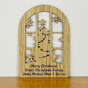 Christmas Tree Window Wooden Christmas Card