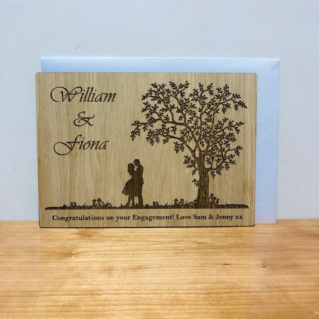 Carte en bois de félicitations pour le jour du mariage / les fiançailles